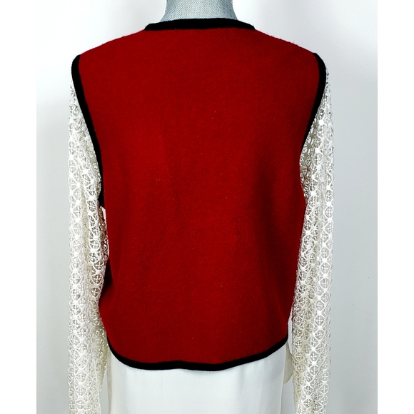☆SOLD☆ Vintage Red Boiled Wool Embroidered Vest XL - Picture 4 of 5